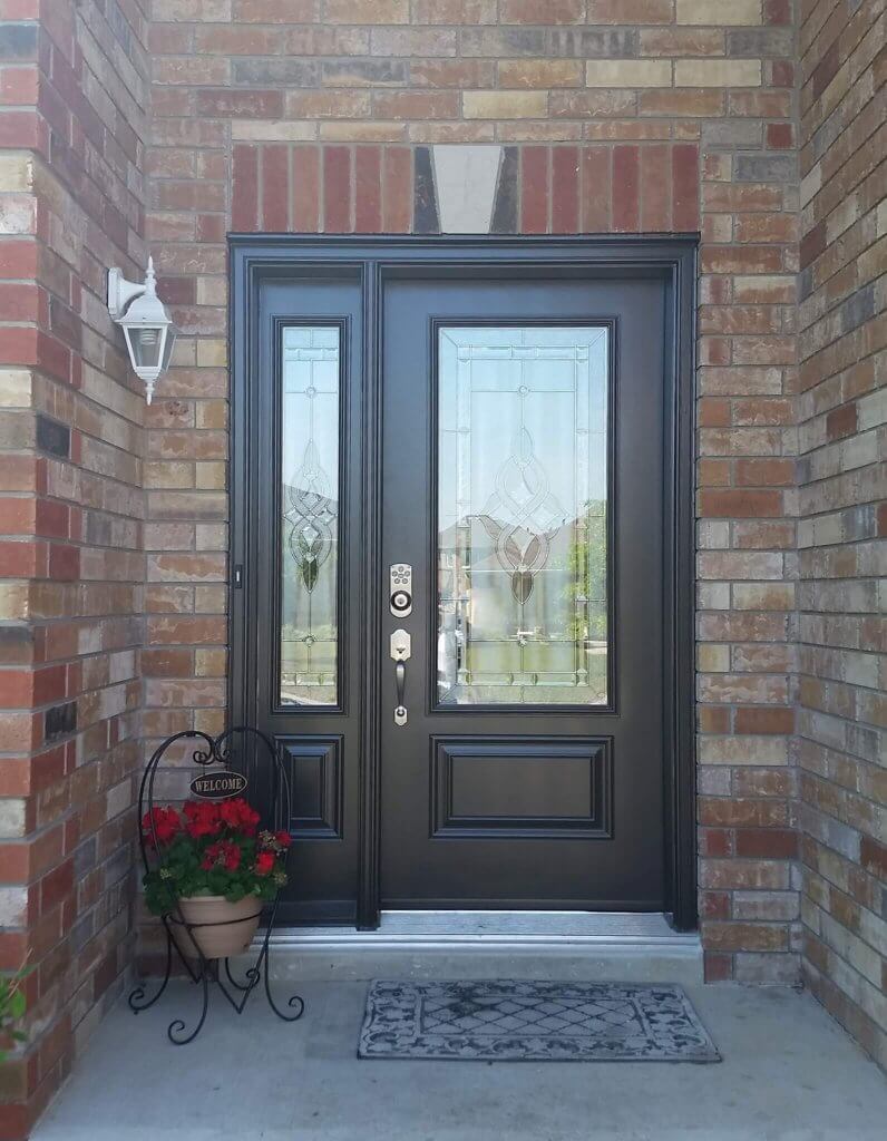 Fiberglass 1 Panel 3qtr Lite Queenston Glass Brown or Black Single ...