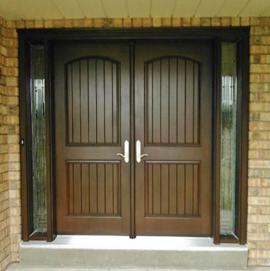 Fiberglass Wood Grain Front Entry Double Door 