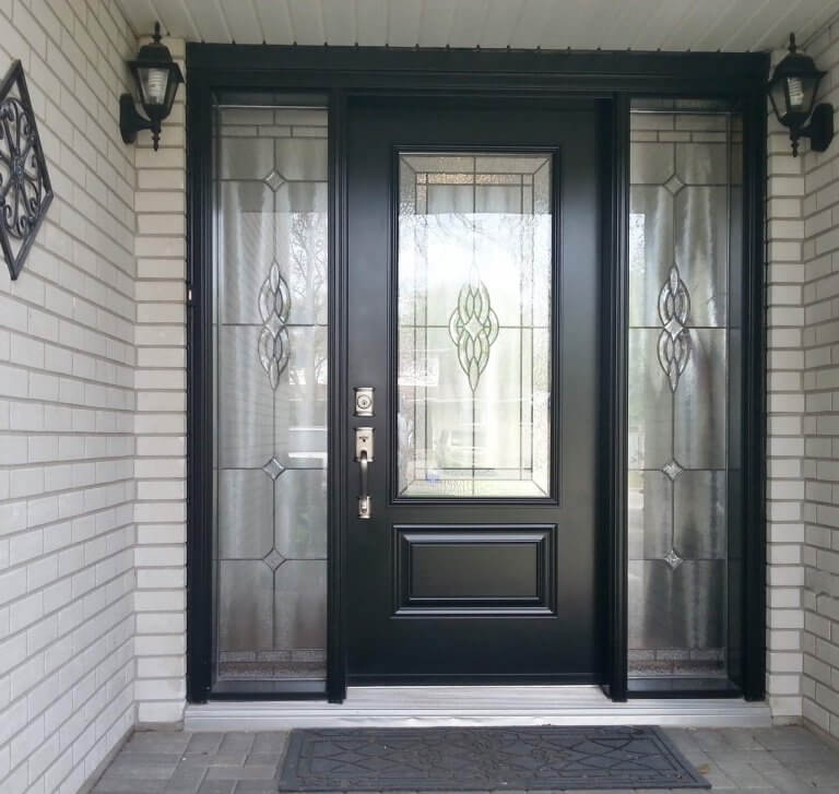 steel 1 panel 3QTR black double s10 sidelite decorative glass ...